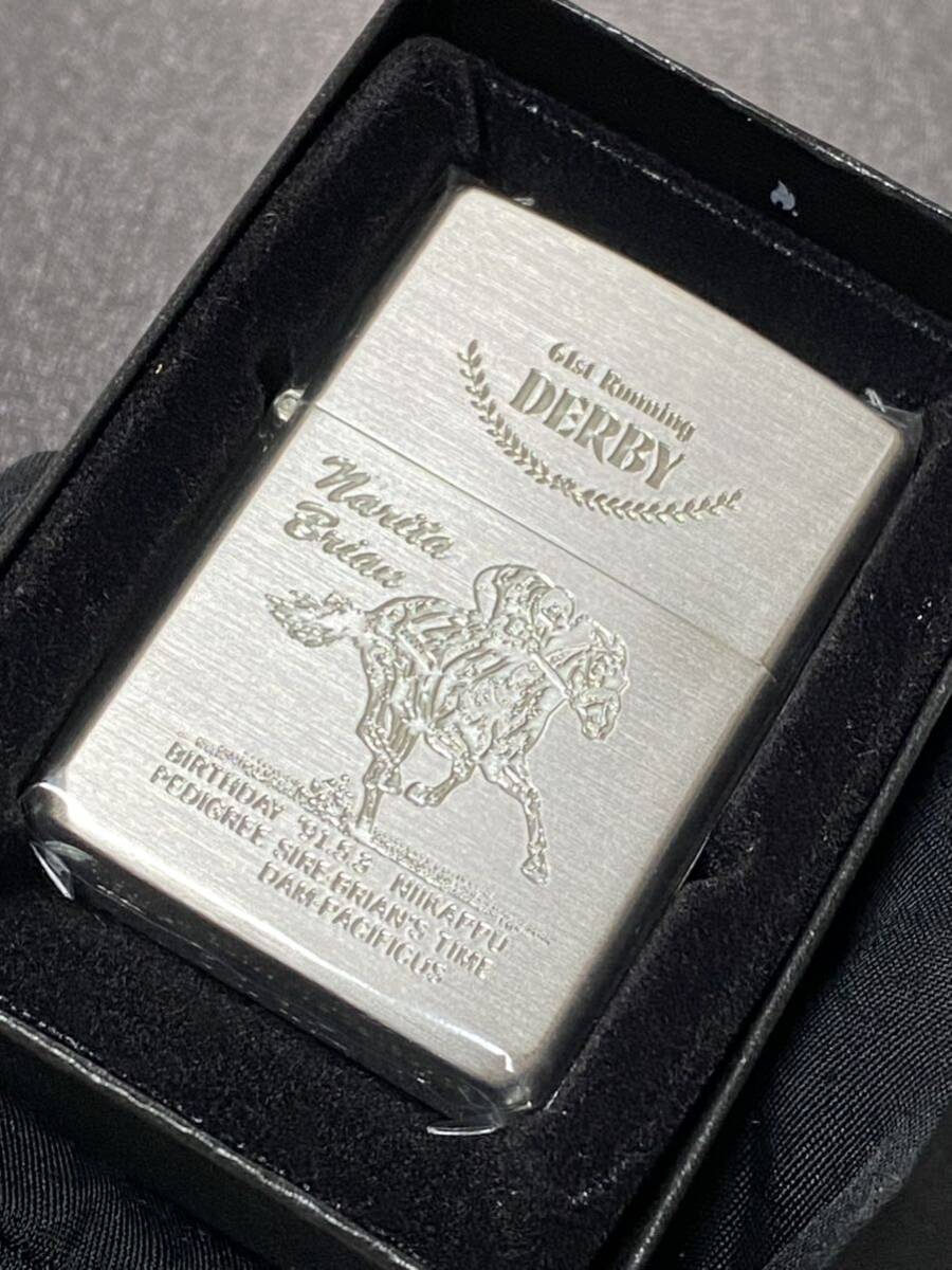 zippo ナリタブライアン 日本ダービー 競馬 希少モデル ヴィンテージ 1996年製 Narita Brian シルバーインナー 1995年製 ケース 保証書_画像1