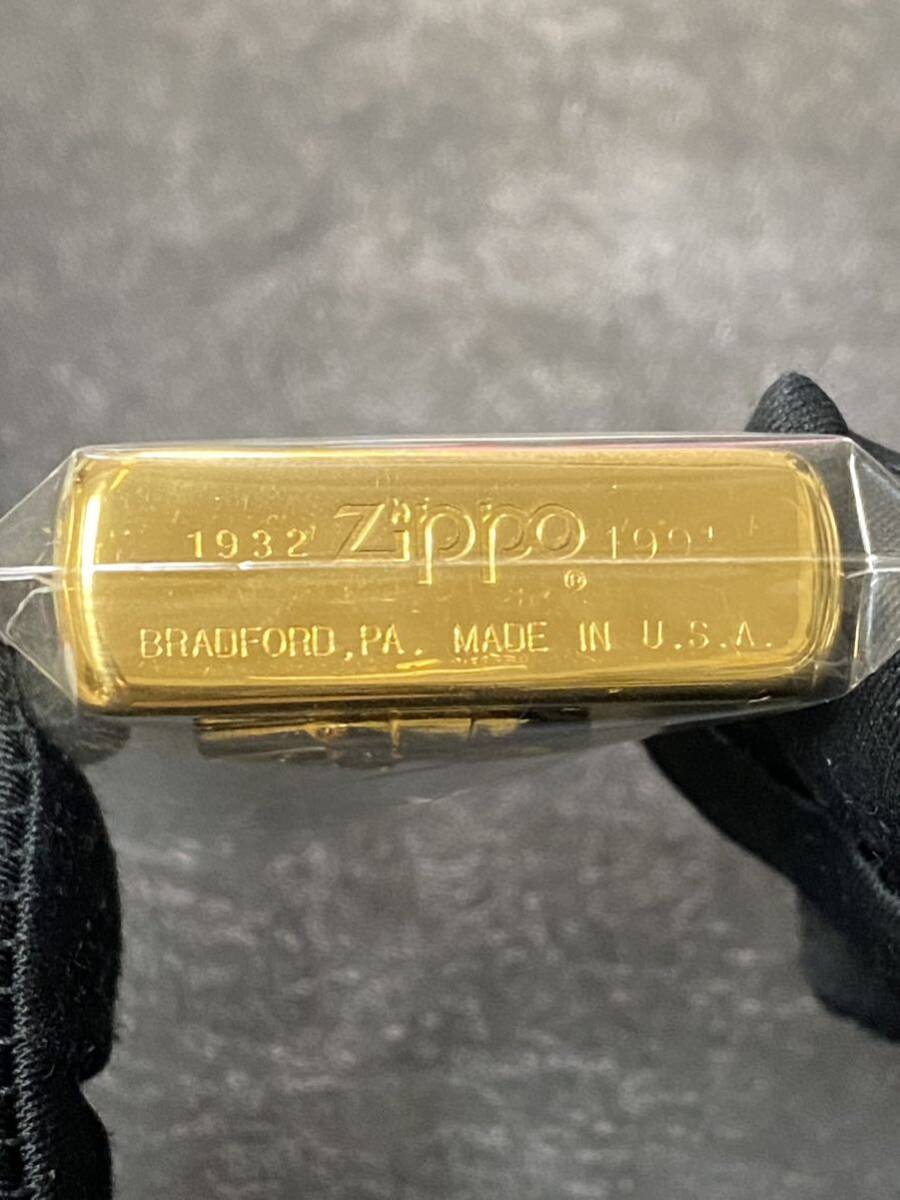 zippo ゴールド ダブルイヤー 1932 zippo 1991 限定品 希少モデル ヴィンテージ 1991年製 GOLD 立体メタル シリアルナンバー NO.0057 _画像3