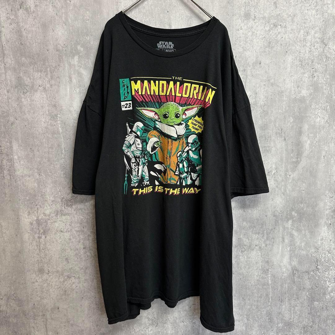 USA古着ムービーTシャツスターウォーズマンダロリアンヨーダ3XLブラック黒_画像2