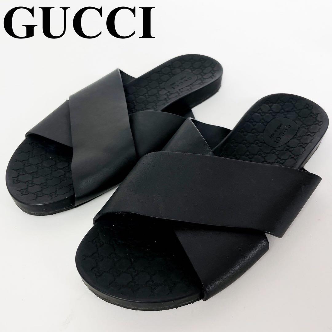 美品 シマ柄 GG ● GUCCI グッチ ● サンダル シマ柄 GG ブラック 22.5cm _画像1