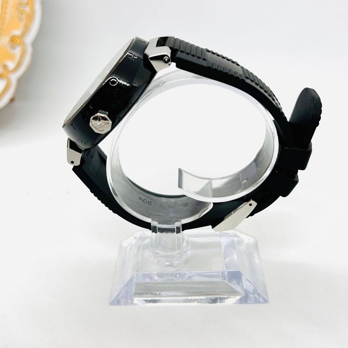 超美品 LOUIS VUITTON タンブール インブラック Q113K 腕時計  ブラック メンズ