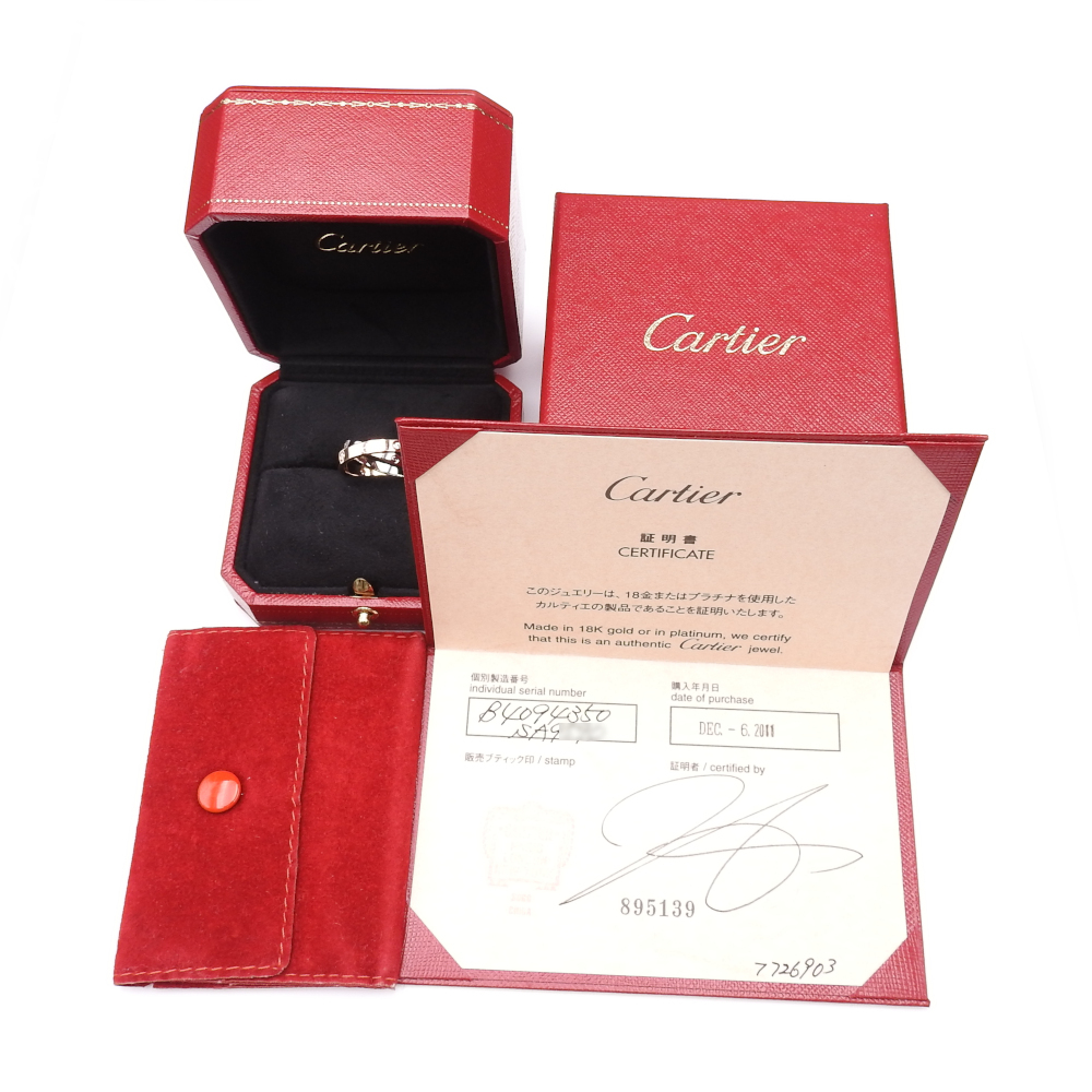 美品〔正規品〕カルティエ Cartier ビーラブ 6Pダイモンドリング K18ゴールド K18PG/WG 10号#50 レディース ピンクゴールド 箱・証明書・袋_画像2