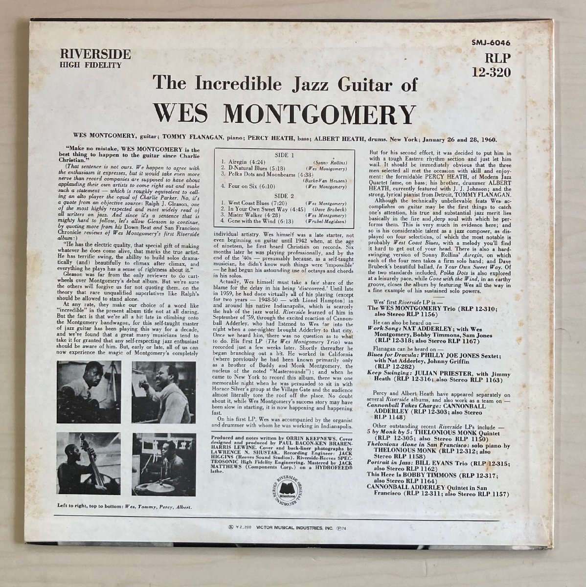LPA23330 ウェス・モンゴメリー WES MONTGOMERY / インクレディブル・ジャズ・ギター 国内盤LP 盤良好_画像2
