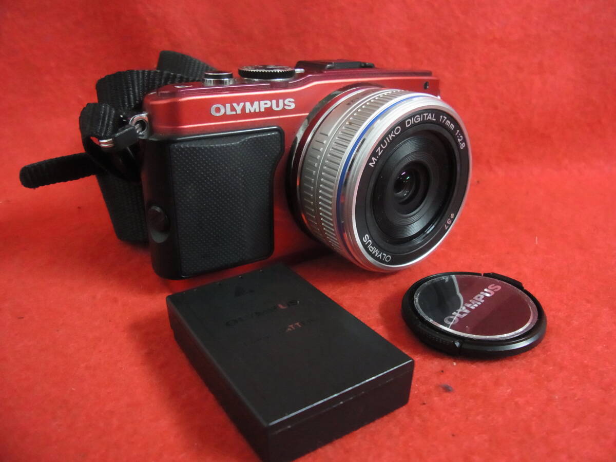 K248/ミラーレス一眼カメラ 通電確認済み OLYMPUS PEN Lite E-PL6 レンズ M.ZUIKO DIGITAL 17mm 1:2.8 バッテリー付き オリンパスの画像1