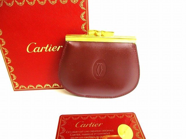 【未使用保管品】 カルティエ Cartier マスト ドゥ カルティエ カーフスキン がま口 コインパース 小銭入れ