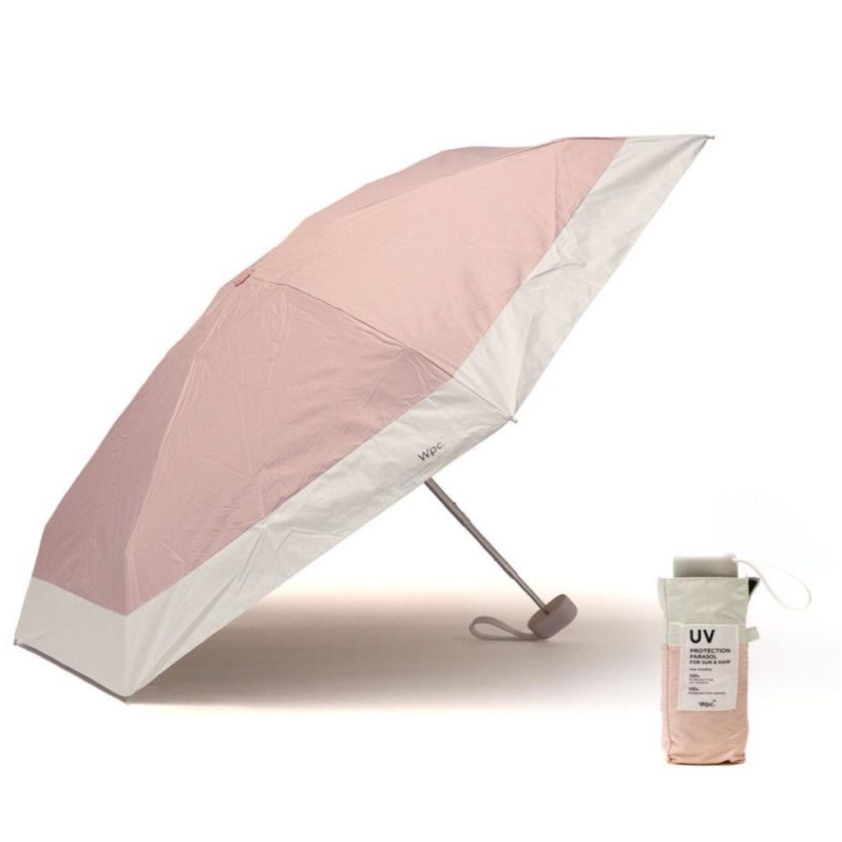 wpc 折りたたみ傘 完全遮光 遮光切り継ぎタイニー ピンク UVカット率100%