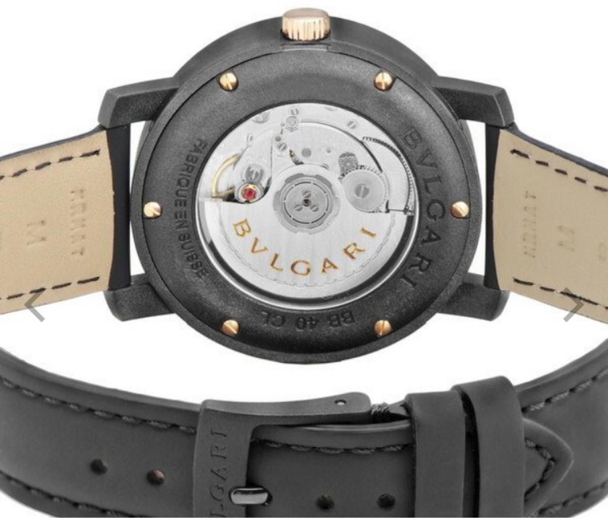 ブルガリ　新品腕時計自動巻き式　ブラック　レザーバンド　箱・保証書あり　他サイトにも出品中で売切れの場合あり　土日の発送になります