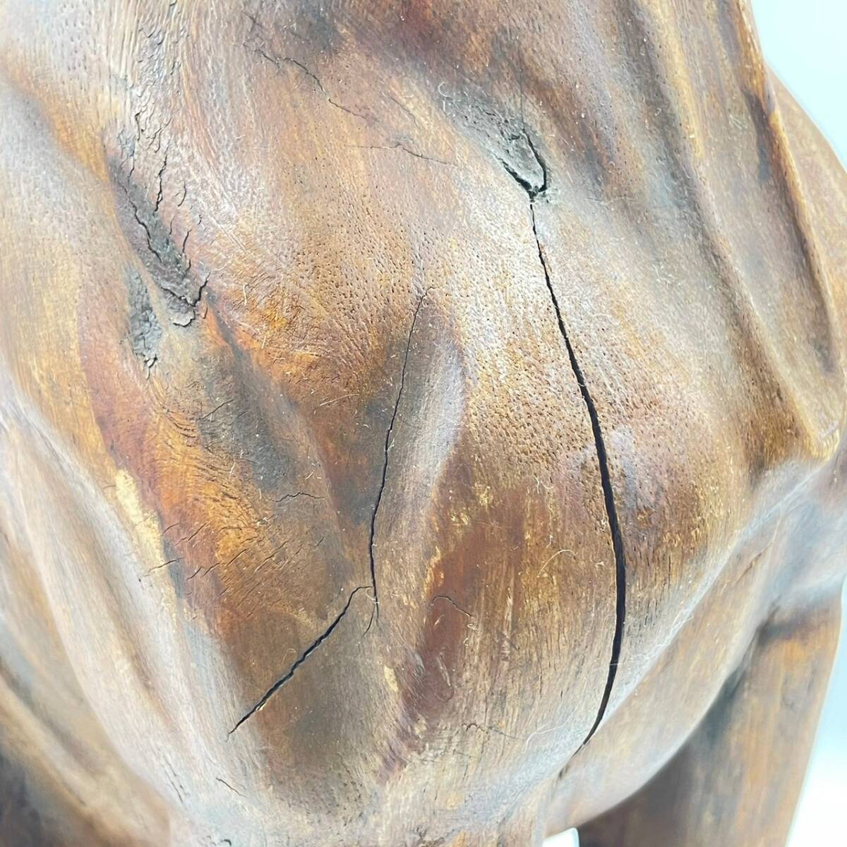 【★レトロ】木彫りの犬 全長約50㎝ インテリア 家具 番犬 木工 工芸品