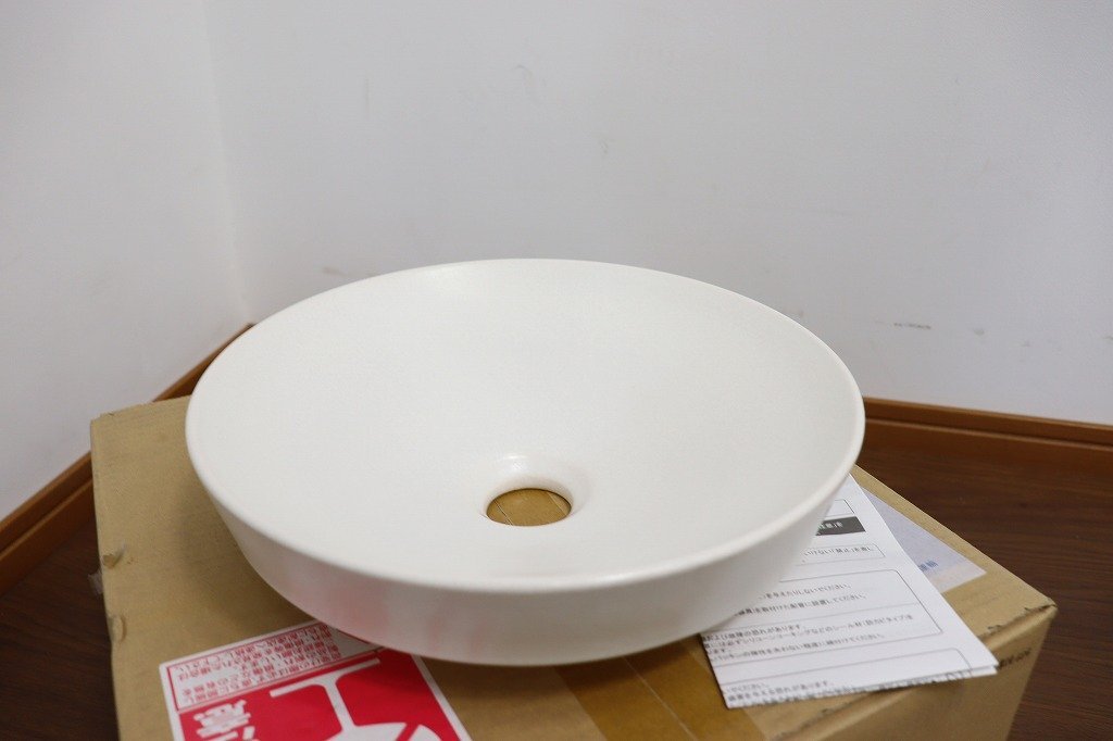 J5865◆KAKUDAI◆丸型手洗器◆陶器製◆月白◆カクダイ◆住宅設備◆493-012-Wの画像3