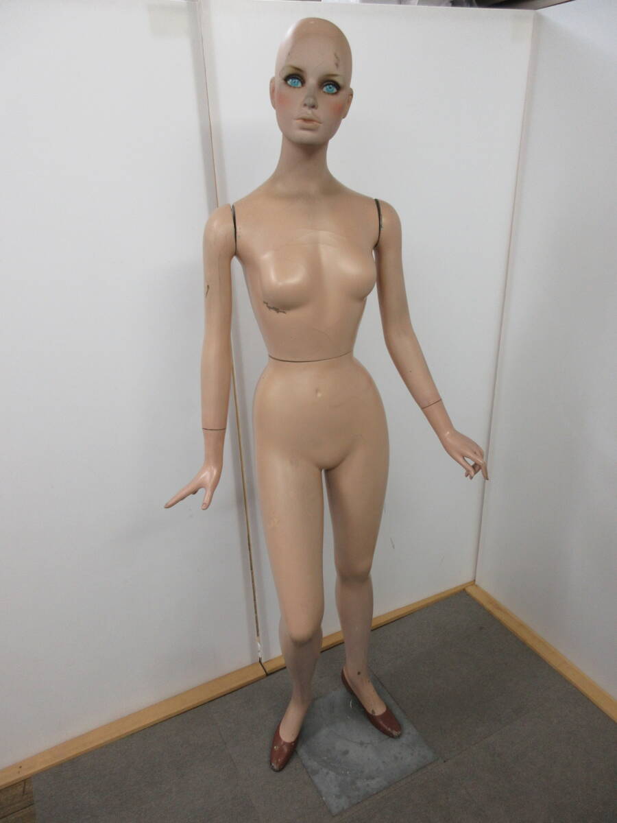K101【4-23】□ 昭和レトロ マネキン トルソー 女性用 高さ約173cm スタンド付き / 店舗什器 人形 フィギュア アンティーク ビンテージの画像1