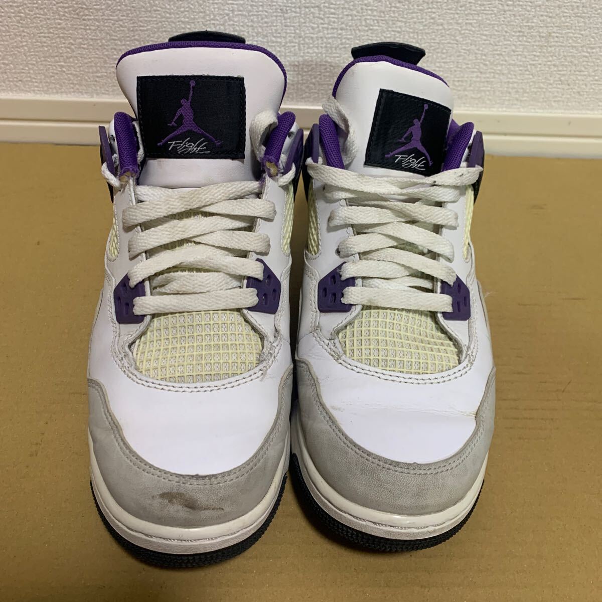 2012年製 レディース 24.5cm NIKE AIR JORDAN 4 エアジョーダン4 RETRO GS 487724-108 ホワイト パープル スニーカー バッシュ AJ4の画像5