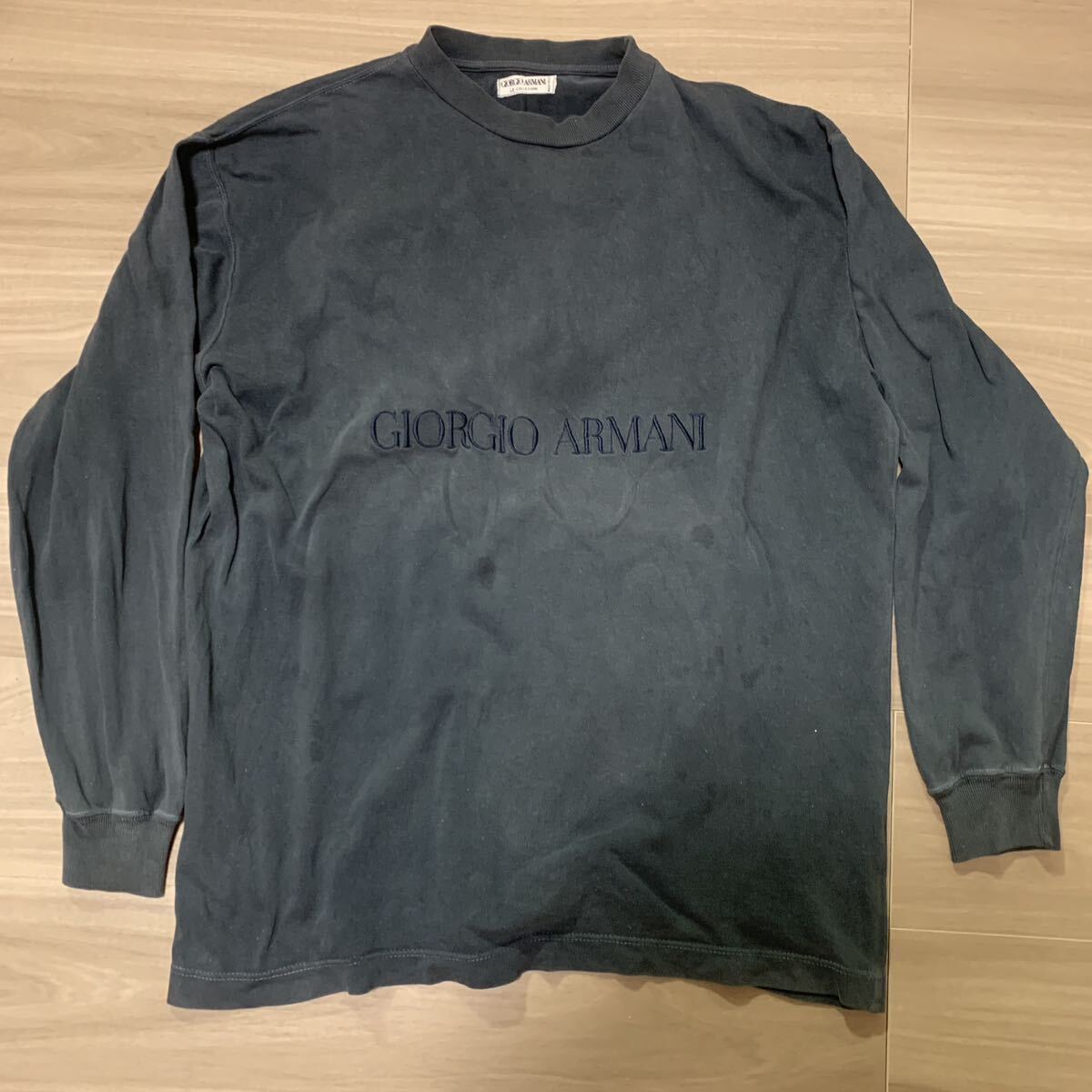 メンズ Mサイズ GIORGIO ARMANI LE COLLEZIONI ジョルジオ アルマーニ ロンT ロングTシャツ 長袖Tシャツ 刺繍 ヴィンテージの画像1