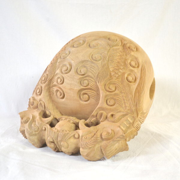 木魚 杢魚 1尺 龍彫 楠 木彫 寺院 仏具 鳴り物 良い音 仏教美術 木魚 杢魚 1尺 龍彫 楠 木彫 寺院 仏具 鳴り物 良い音 仏教美術