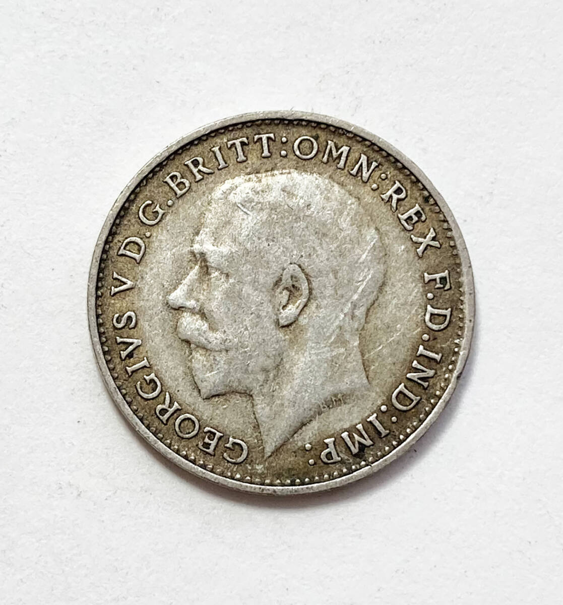 １円スタート! ・1921 イギリス 3ペンス 銀貨 ジョージ５世・アンティーク コイン_画像3