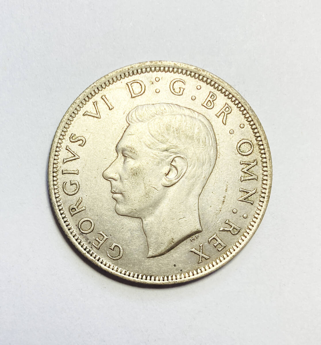 １円スタート! ・イギリス 1943年 1/2クラウン 銀貨 ジョージ6世・アンティーク コインの画像3