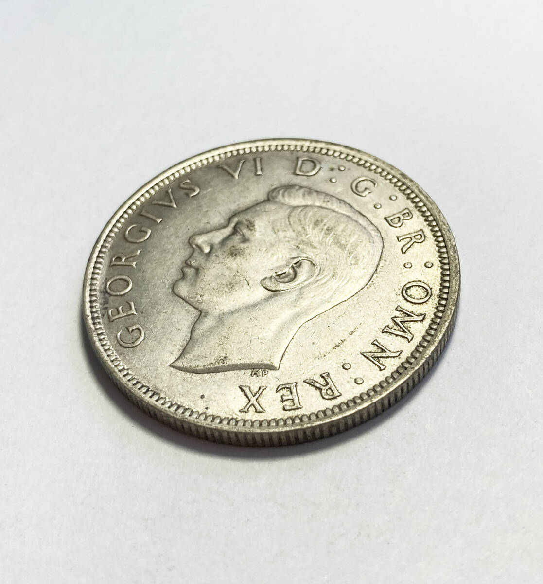 １円スタート! ・イギリス 1943年 1/2クラウン 銀貨 ジョージ6世・アンティーク コインの画像4