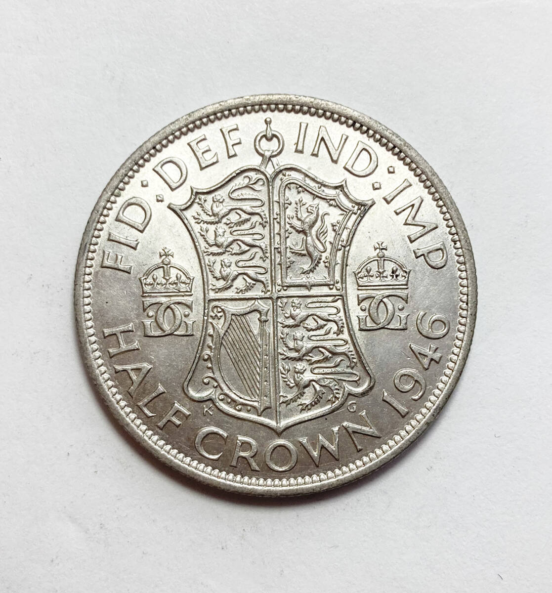 １円スタート! ・イギリス 1946年 1/2クラウン 銀貨 ジョージ6世・アンティーク コインの画像1