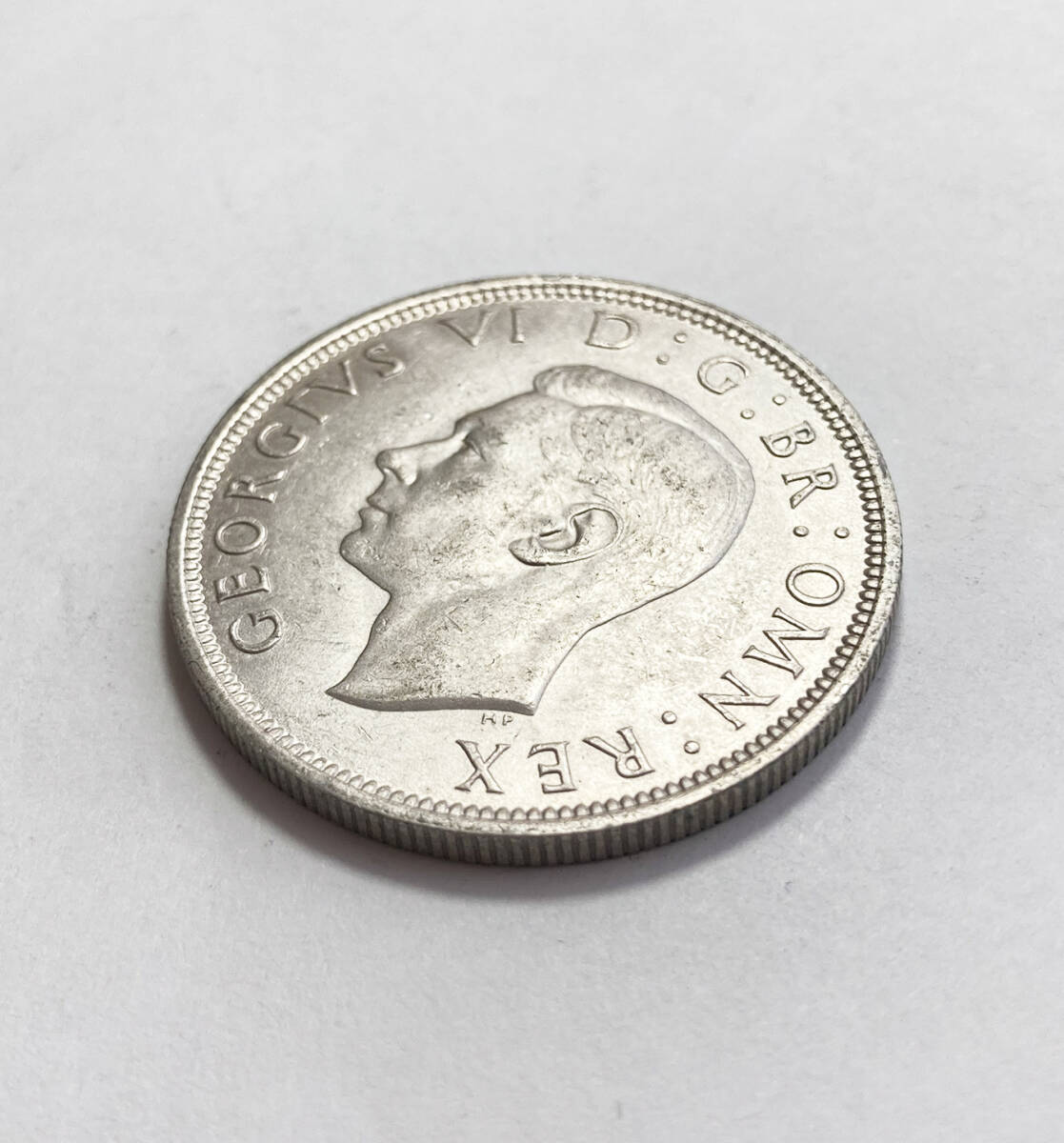 １円スタート! ・イギリス 1946年 1/2クラウン 銀貨 ジョージ6世・アンティーク コインの画像4