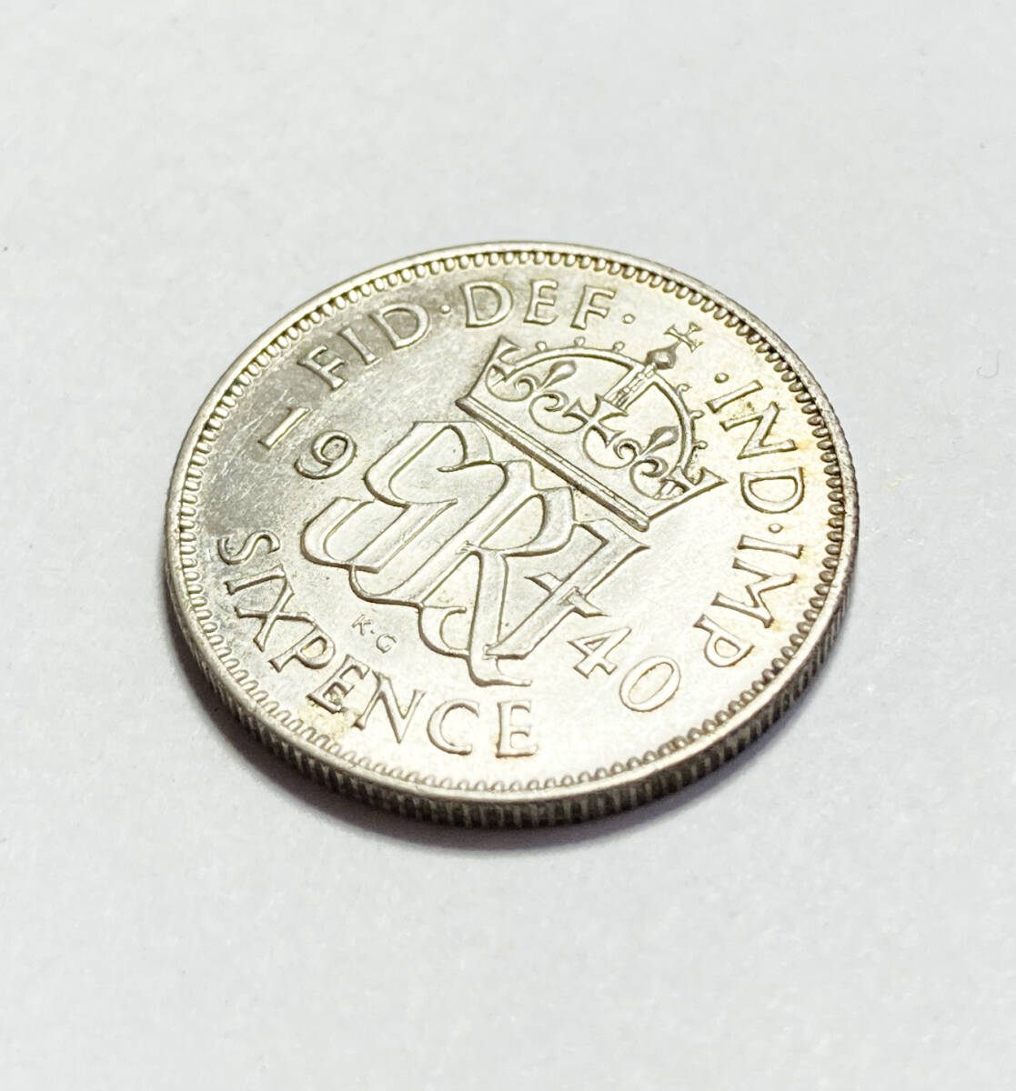 １円スタート! ・1940 イギリス 6ペンス 銀貨 ジョージ6世・アンティーク コインの画像2