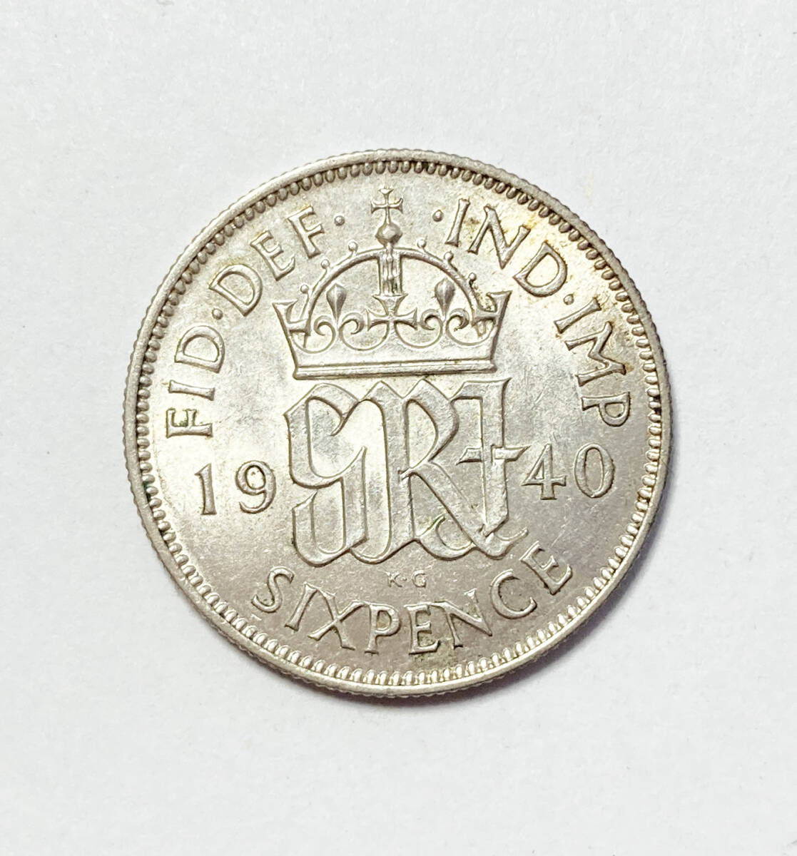 １円スタート! ・1940 イギリス 6ペンス 銀貨 ジョージ6世・アンティーク コインの画像1