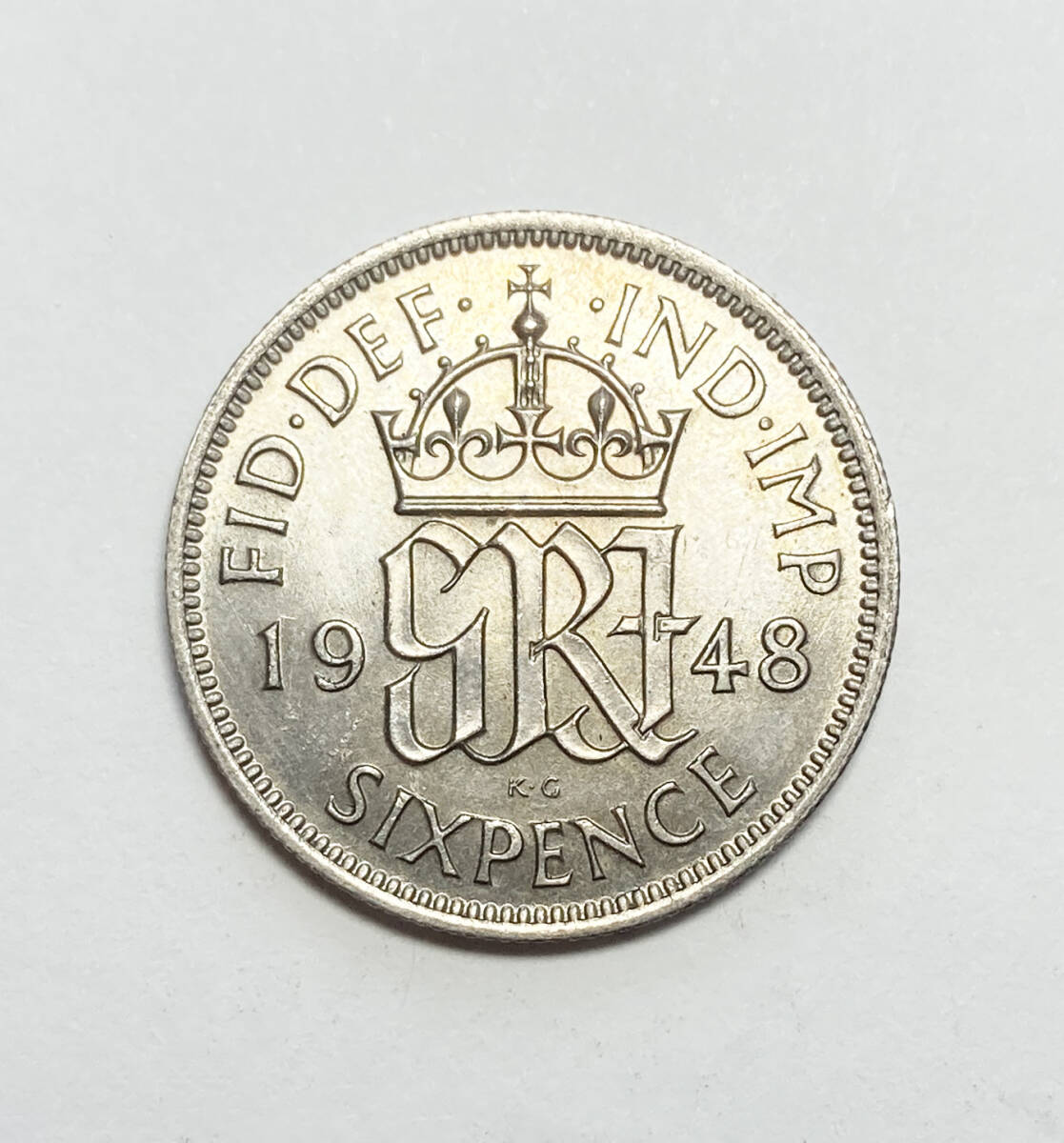 １円スタート! ・1948 イギリス 6ペンス 白銅貨 ジョージ6世・アンティーク コイン_画像1
