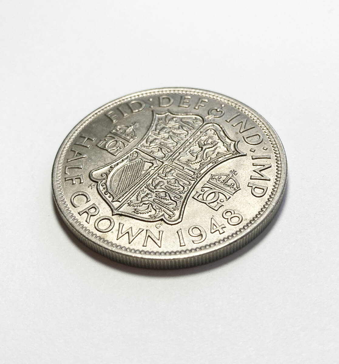 １円スタート! ・イギリス 1948年 1/2クラウン 白銅貨 ジョージ6世・アンティーク コイン_画像2