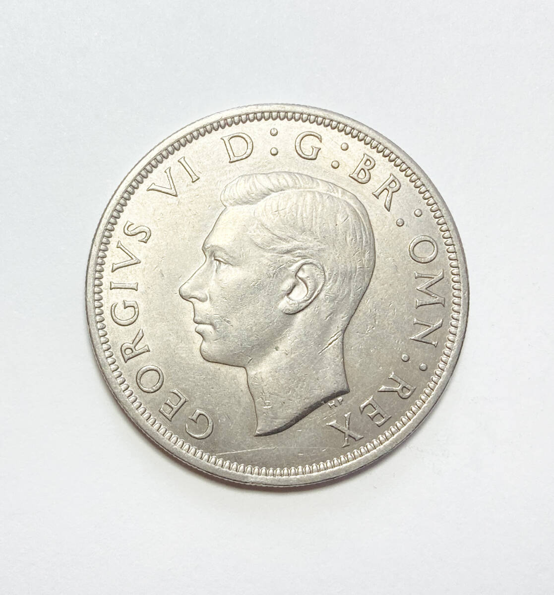 １円スタート! ・イギリス 1948年 1/2クラウン 白銅貨 ジョージ6世・アンティーク コイン_画像3