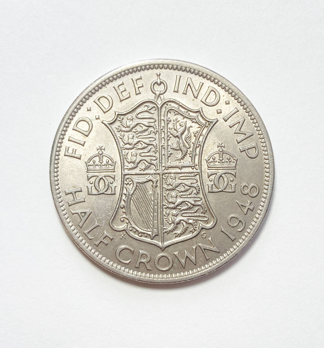１円スタート! ・イギリス 1948年 1/2クラウン 白銅貨 ジョージ6世・アンティーク コイン_画像1