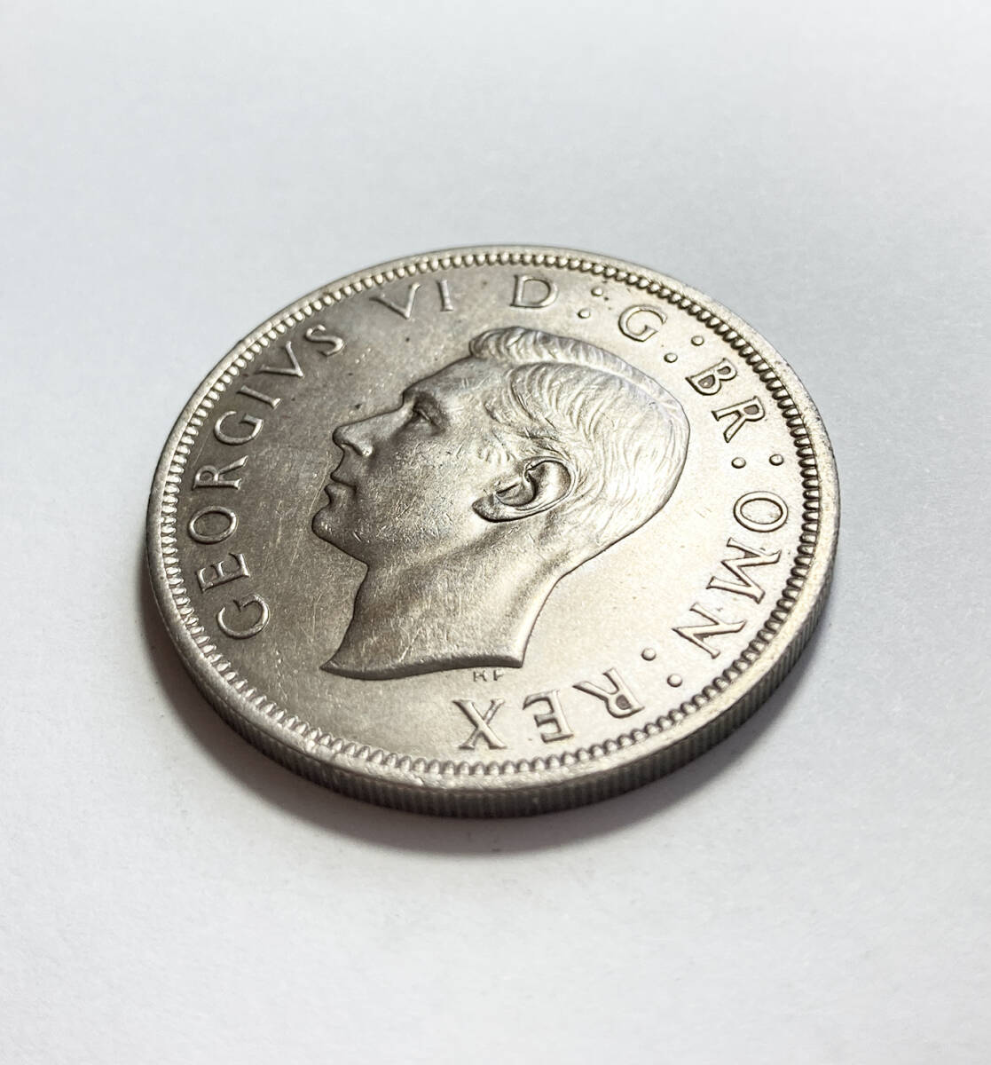 １円スタート! ・イギリス 1949年 1/2クラウン 白銅貨 ジョージ6世・アンティーク コイン_画像4