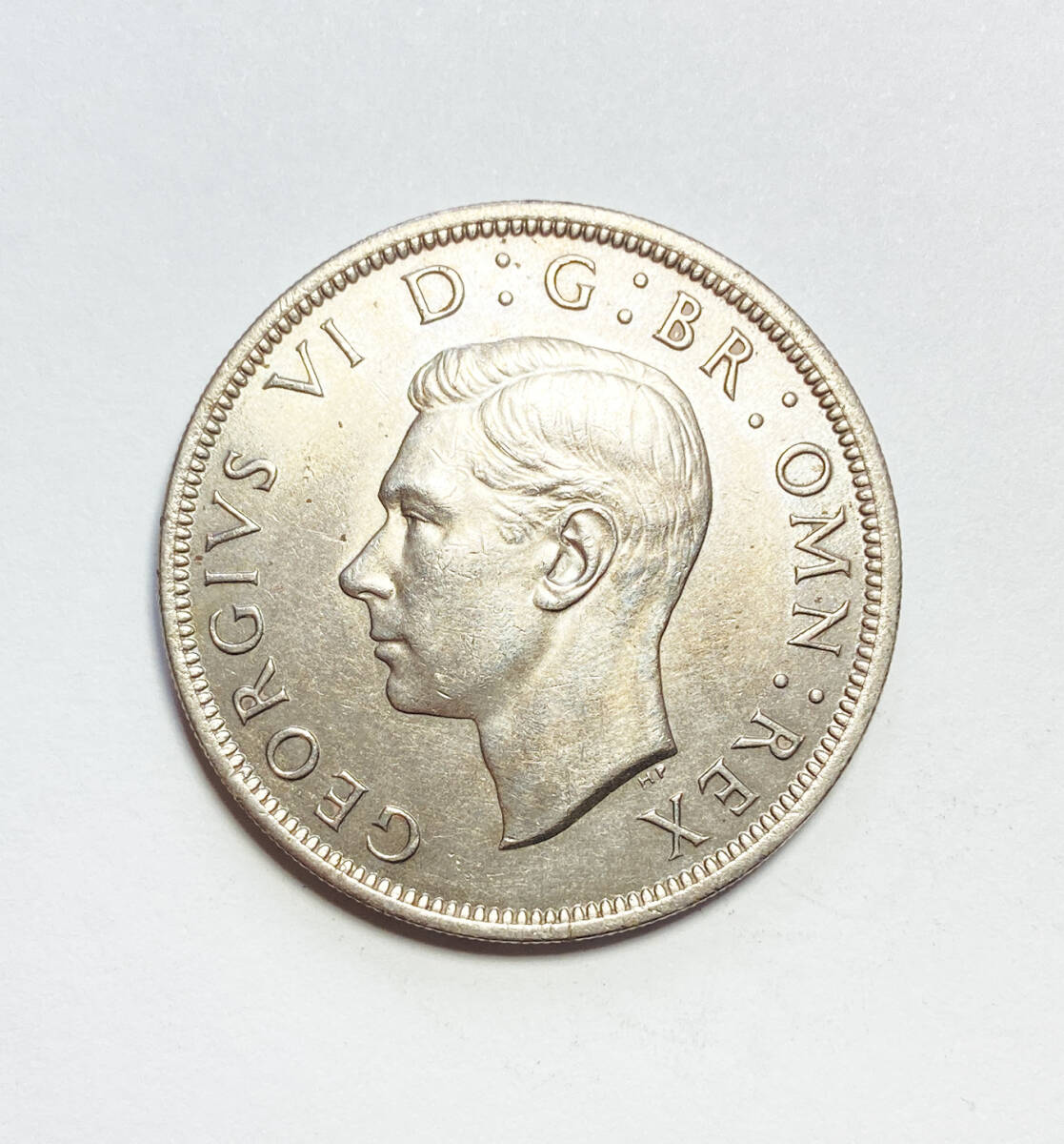 １円スタート! ・イギリス 1949年 1/2クラウン 白銅貨 ジョージ6世・アンティーク コイン_画像3