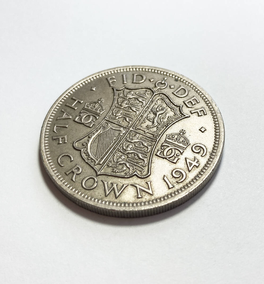 １円スタート! ・イギリス 1949年 1/2クラウン 白銅貨 ジョージ6世・アンティーク コイン_画像2