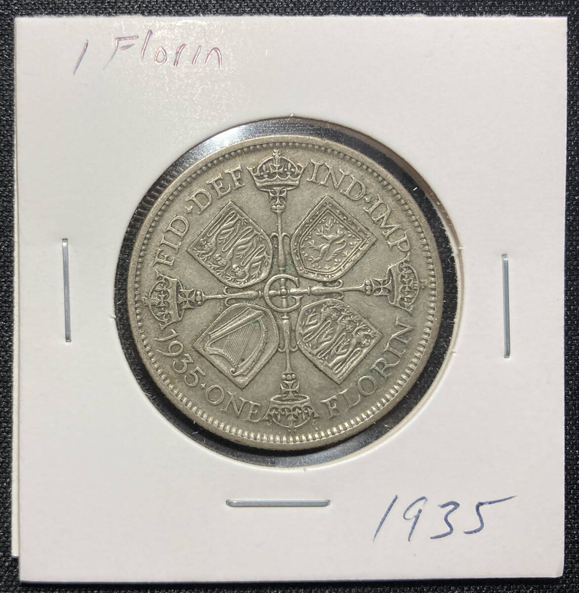 １円スタート! ・1935 イギリス1 フロリン銀貨 ジョージ５世・アンティーク コインの画像5