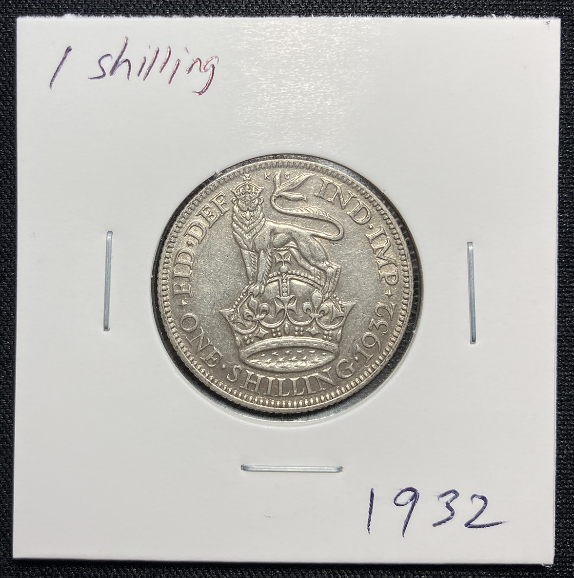 １円スタート! ・1932 イギリス 1シリング銀貨 ジョージ５世・アンティーク コイン_画像5
