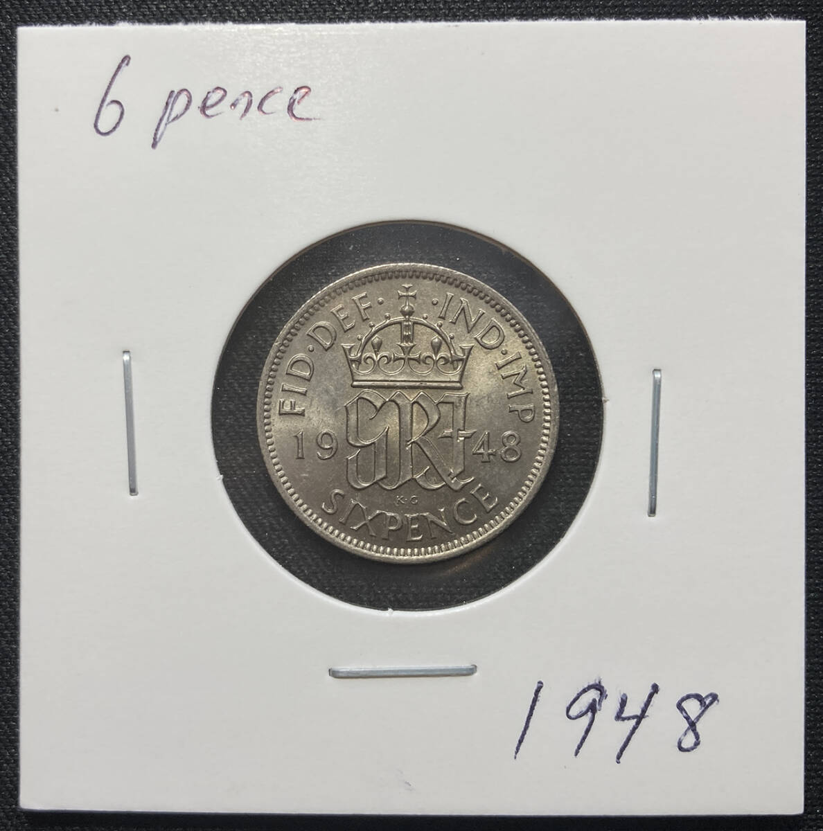 １円スタート! ・1948 イギリス 6ペンス 白銅貨 ジョージ6世・アンティーク コイン_画像5
