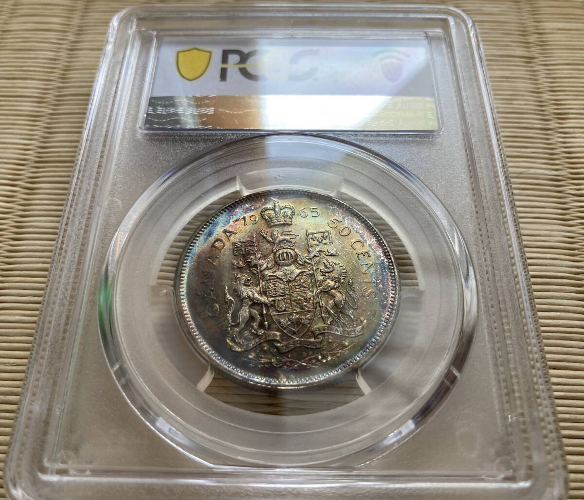 １円スタート! ★美トーン★カナダ 1965年50セント銀貨 PCGS MS63 ★ 世界コイン銀貨 の画像7