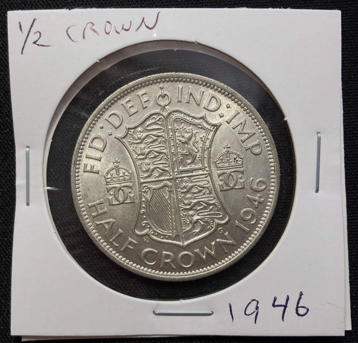 １円スタート! ・イギリス 1946年 1/2クラウン 銀貨 ジョージ6世・アンティーク コインの画像5