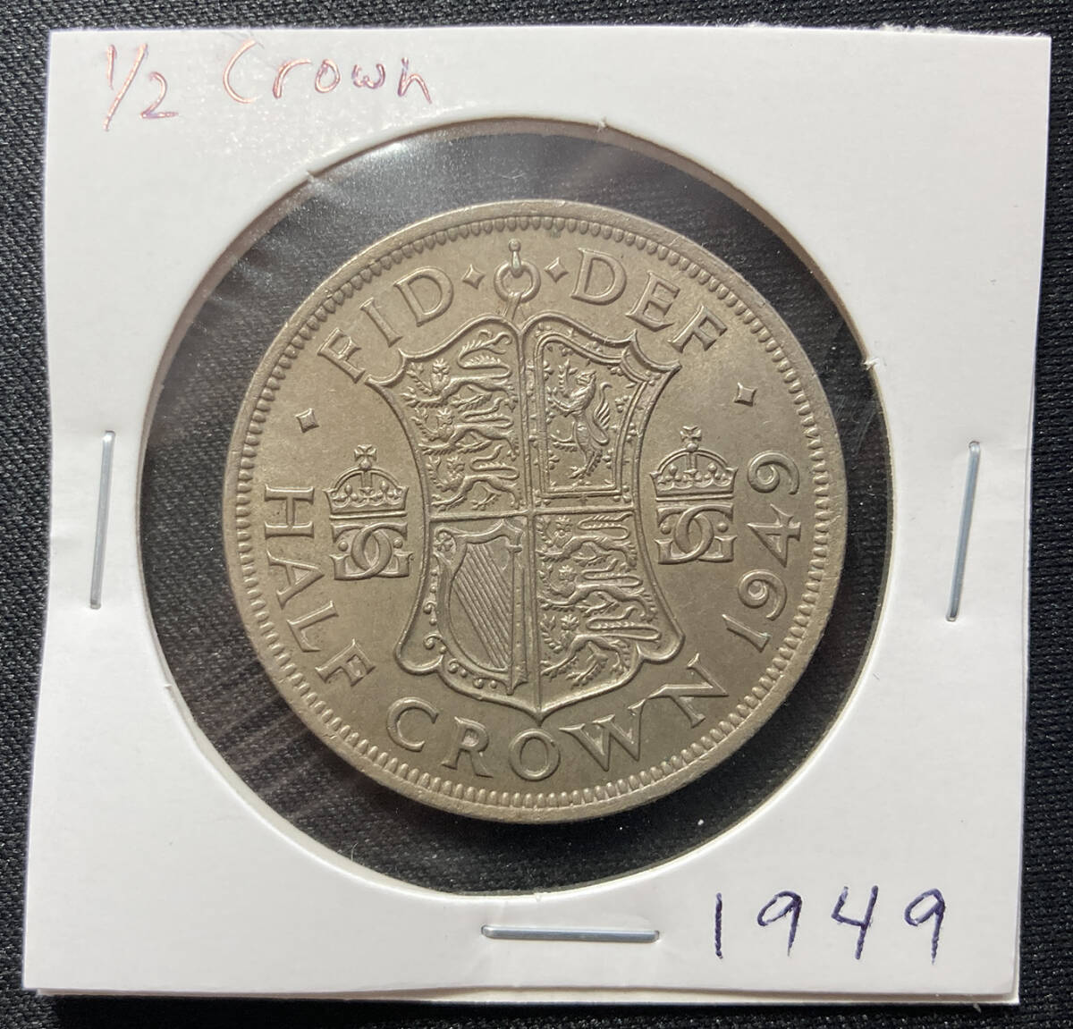 １円スタート! ・イギリス 1949年 1/2クラウン 白銅貨 ジョージ6世・アンティーク コイン_画像5
