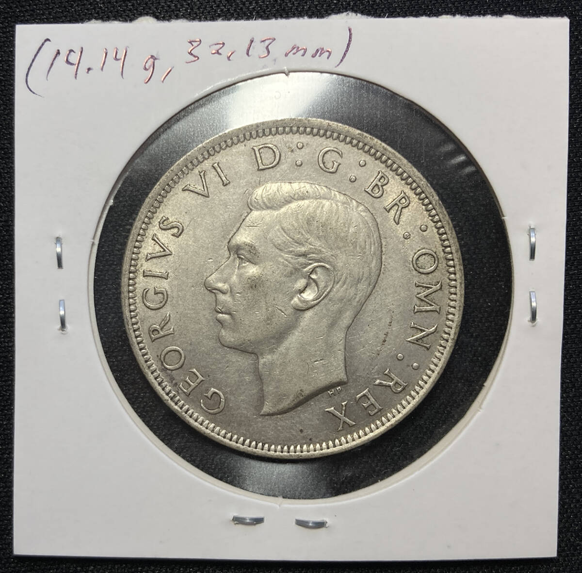 １円スタート! ・イギリス 1943年 1/2クラウン 銀貨 ジョージ6世・アンティーク コインの画像6