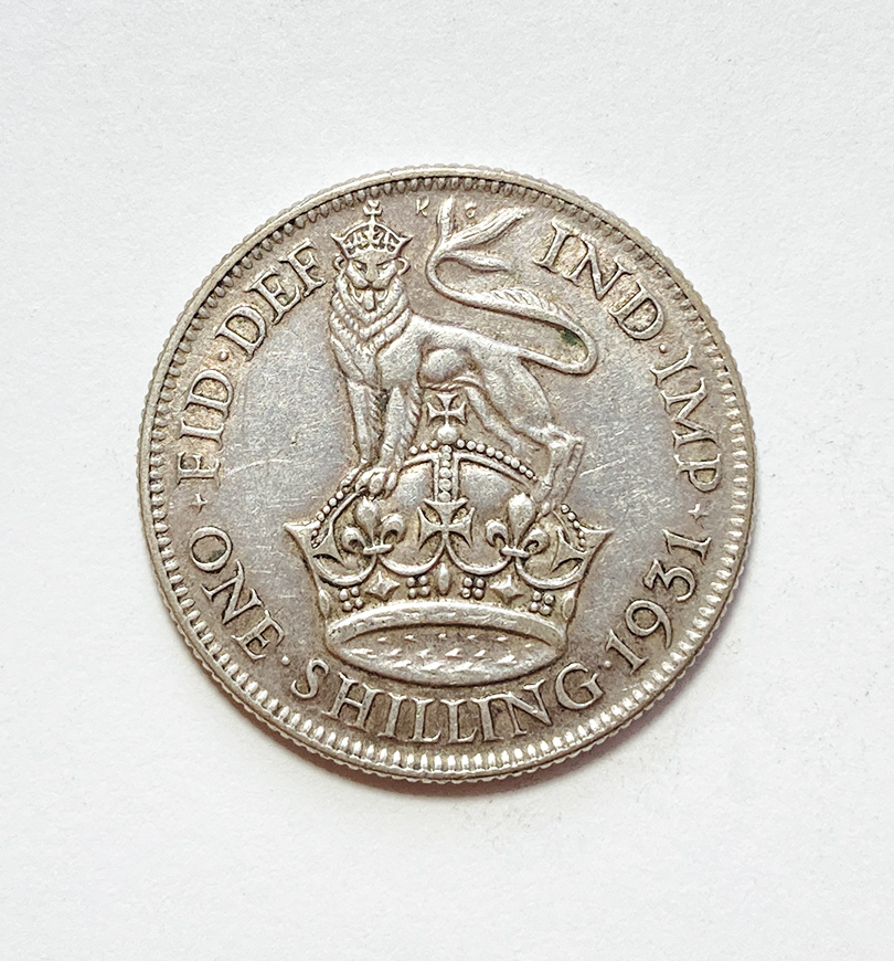 １円スタート! ・1931 イギリス 1シリング銀貨 ジョージ５世・アンティーク コイン_画像1