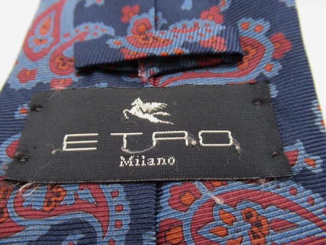 ETRO エトロ ネクタイ ペイズリー柄 ネイビー シルク100％ イタリア製_画像2