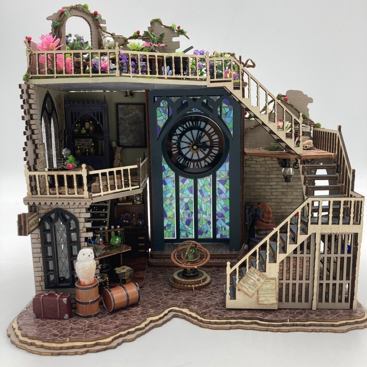 ドールハウス完成品 ミニチュアハウス ドールハウス 魔法の家 館 アンティーク インテリア フクロウ ライト付き カバー付き ドールハウス完成品 ミニチュアハウス ドールハウス 魔法の家 館 アンティーク インテリア フクロウ ライト付き カバー付き