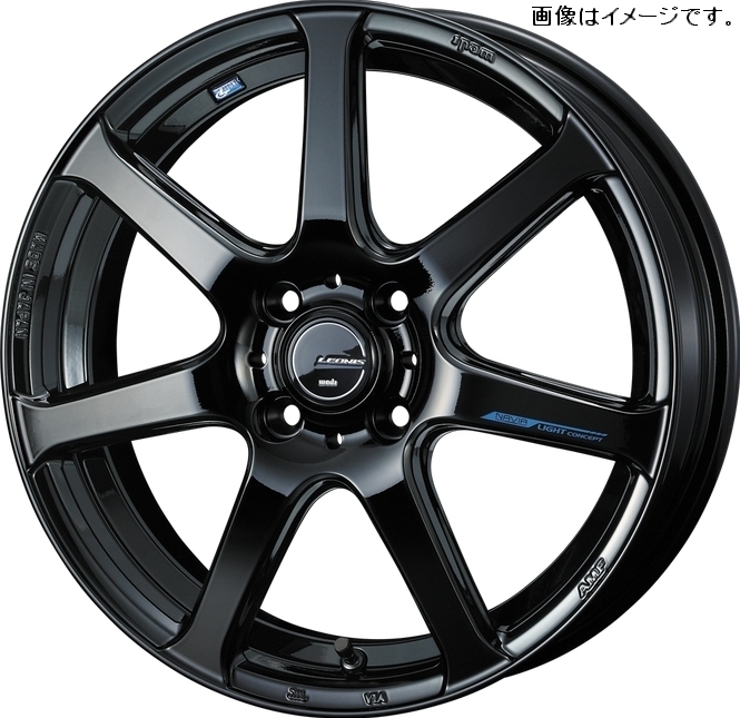 【個人宅発送可能】 ウエッズ Weds 16X5.0J +45 4穴 PCD100 PBK ホイール 1本 LEONIS NAVIA 07 レオニス・ナヴィア ゼロセブン (39556)_画像はイメージです。