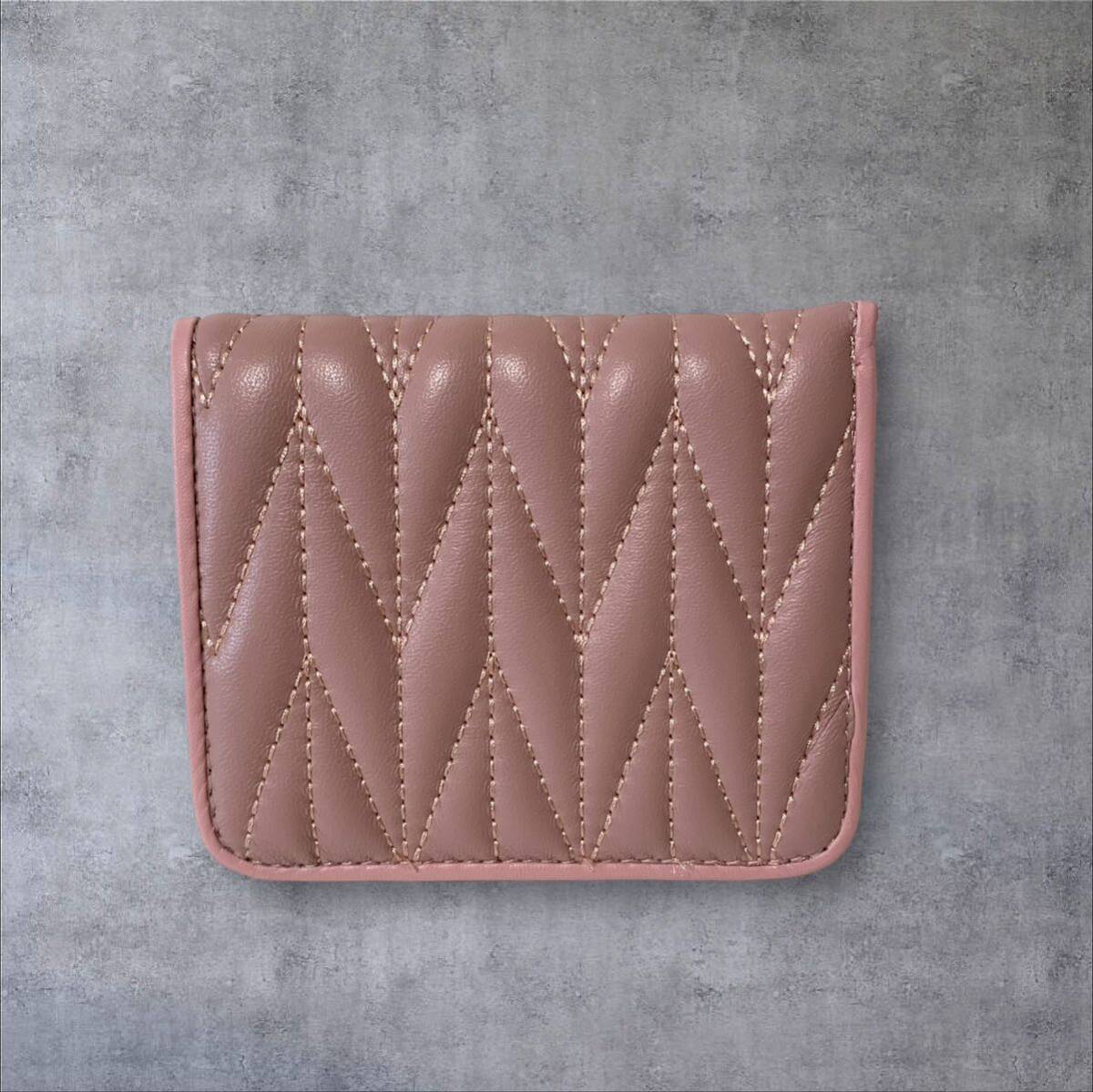  high class ram leather purse # soft sheep leather made compact wallet # pink 