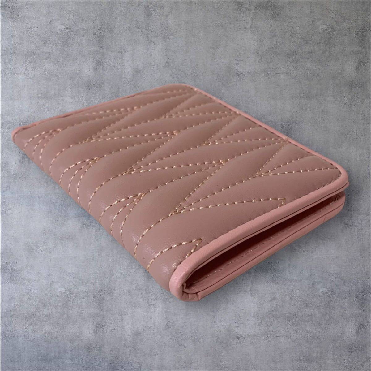 高級 ラムレザー 財布■柔らかい羊革製 コンパクト ウォレット■ピンク_画像7