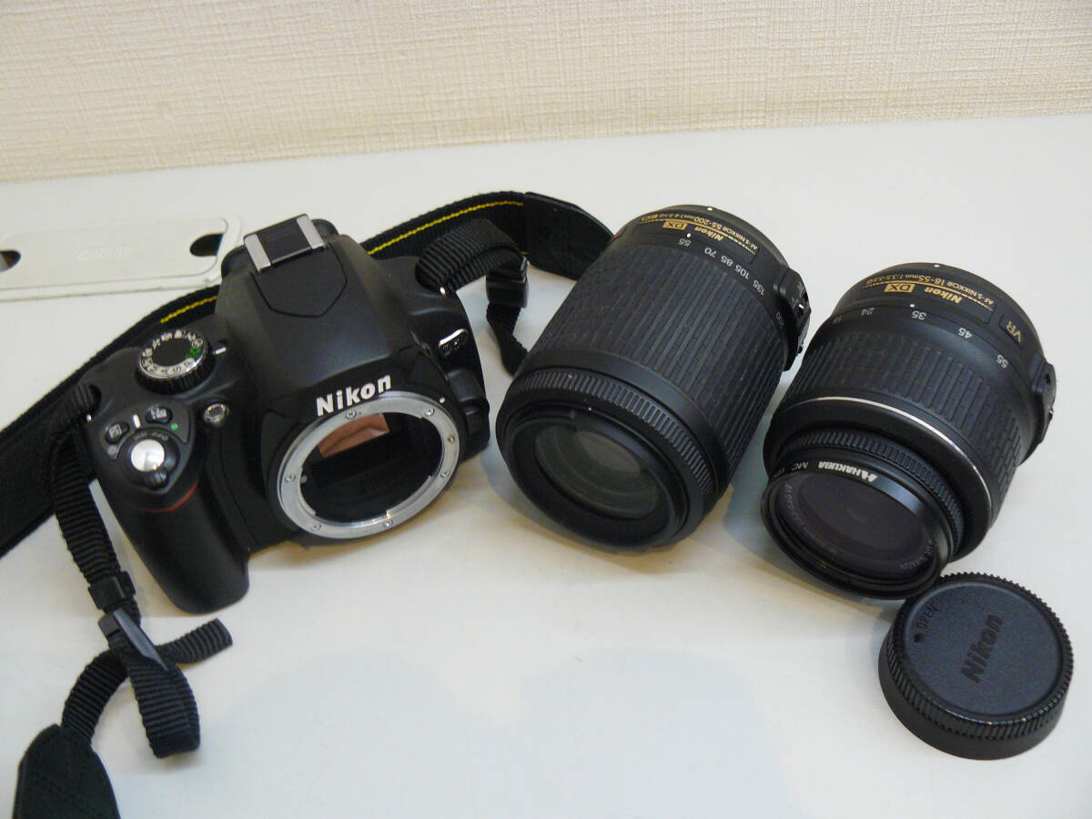 30825*Nikon D60 digital single‐lens reflex camera lens AF-S NIKKOR 55-200mm 1:4-5.6G ED/ AF-S NIKKOR 18-55mm 1:3.5-5.6G body battery less 