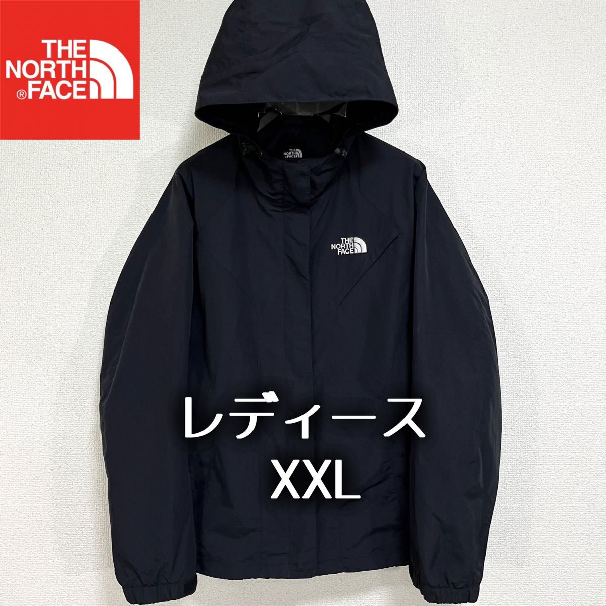 美品人気ノースフェイス マウンテンパーカー レディースXXL ブラック ロゴ刺繍 THE NORTH FACE ナイロンジャケット