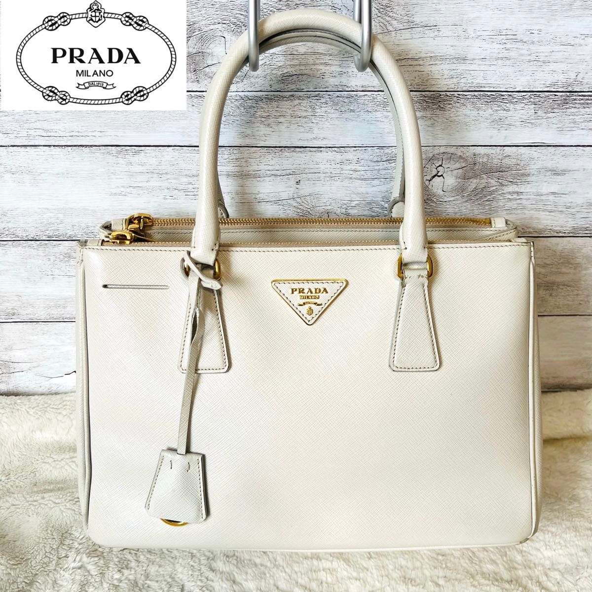 良品】PRADA プラダ ガレリア サフィアーノレザー ハンドバッグ 良品】PRADA プラダ ガレリア サフィアーノレザー ハンドバッグ