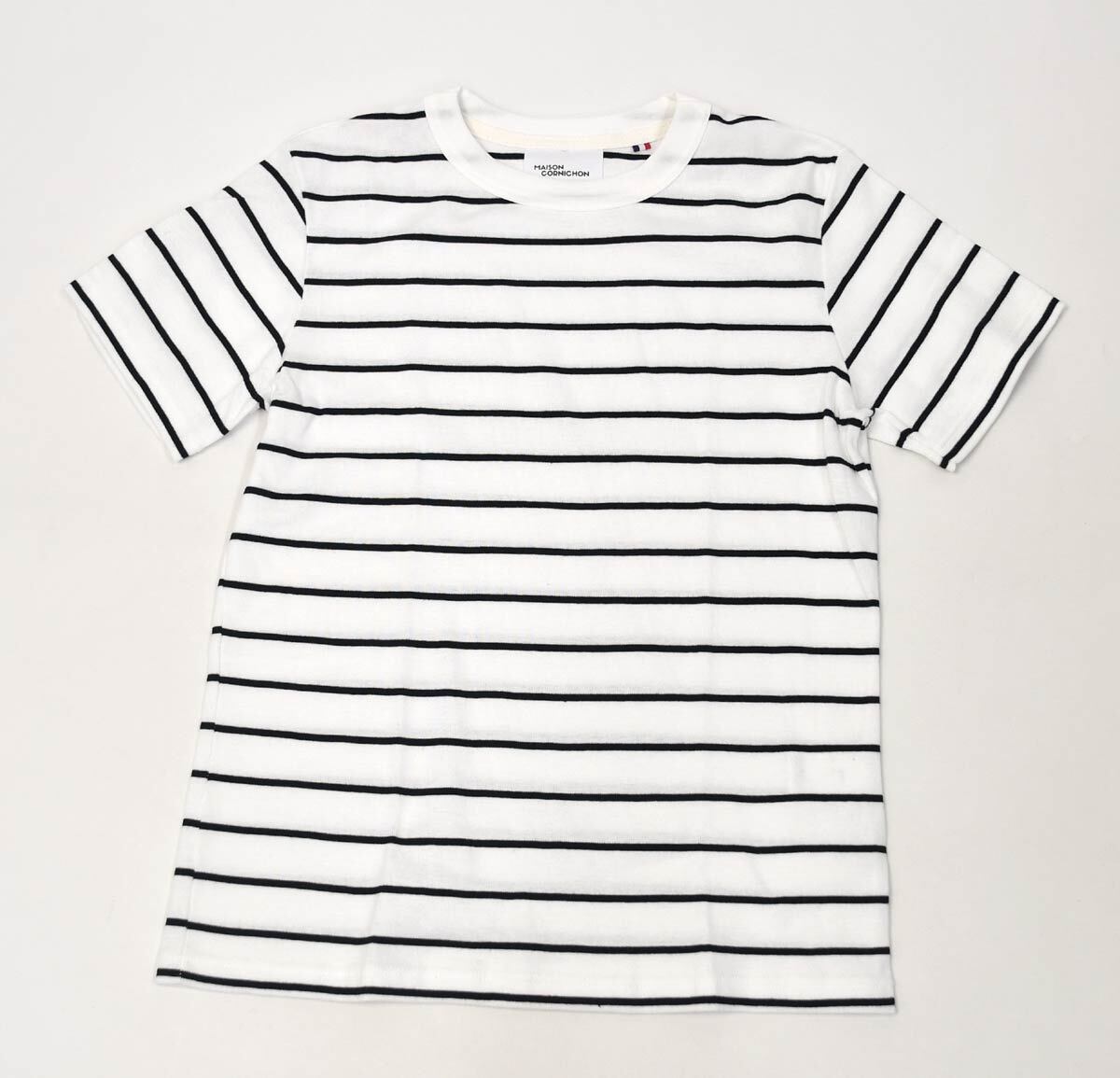  new goods mezzo nkorunishonMaison Cornichon short sleeves T-shirt 0 border white Classic Fit cotton f rice knitted T-shirt 