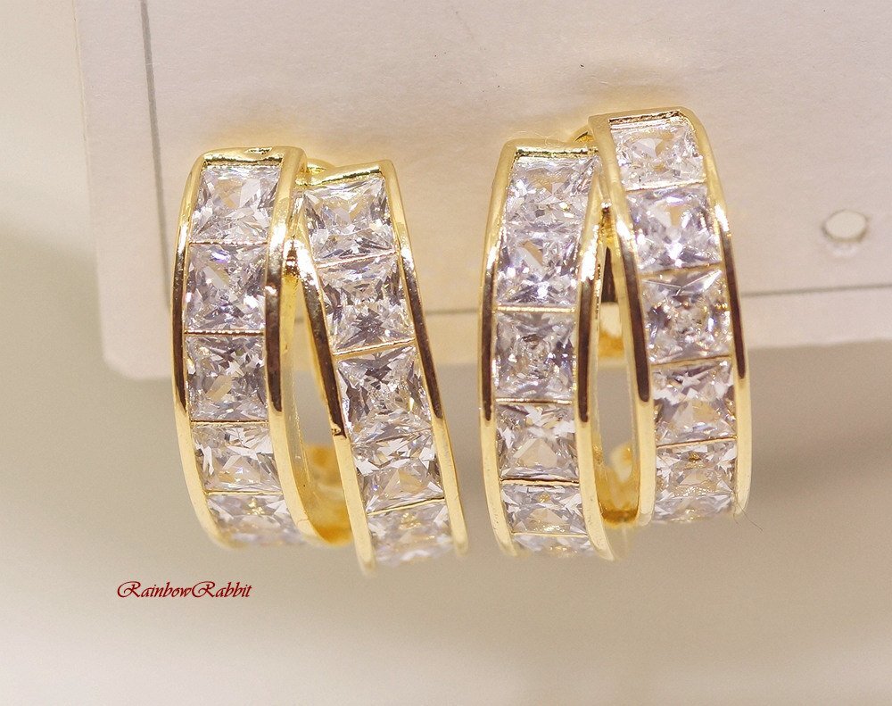 18K RGP Gold diamond CZ цветок серьги gp5736