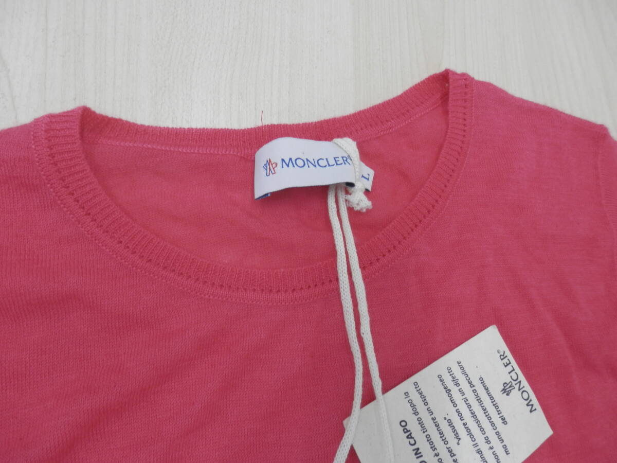 MONCLER モンクレール Uネック カシミア100% ピンク 半袖 ニット プルオーバー サイズL レディース 服【B28】の画像4